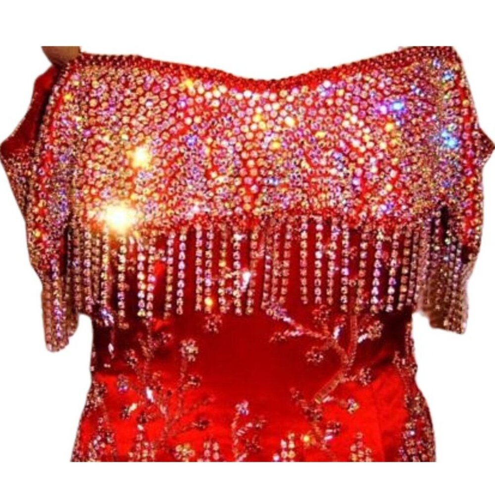 Couture Fully Beaded Swarovski Crystals Runway Fringes Cocktail Prom Party Dress